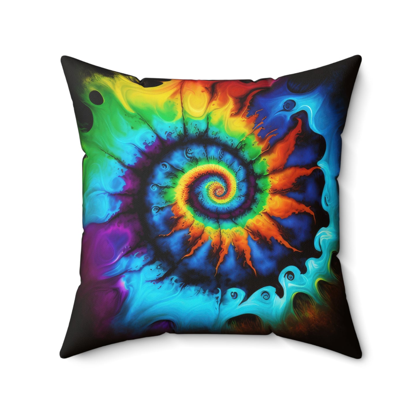 Bold And Beautiful Tie Dye Style One Spun Polyester Square Pillow