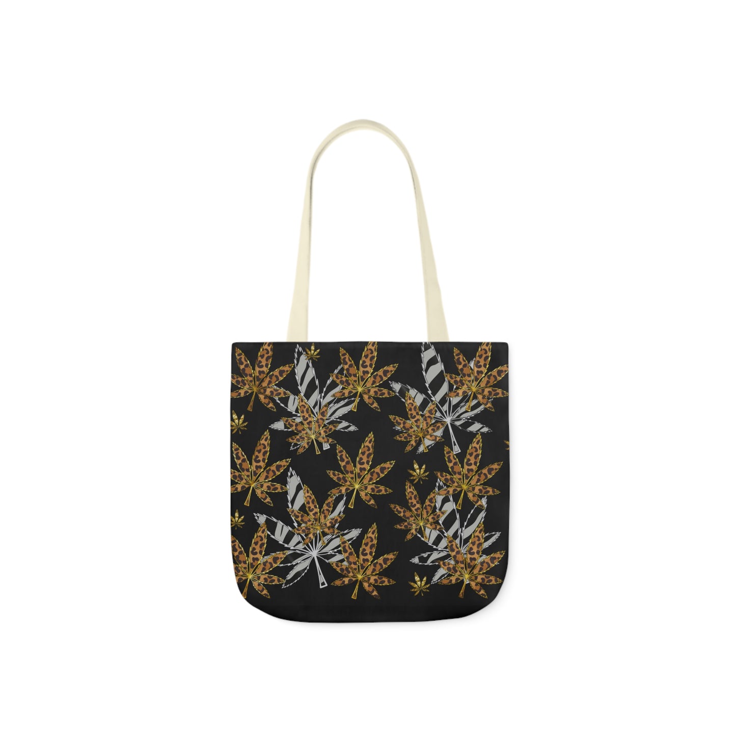 Gold And Zebra Marijuana Pot Weed Leaf 420 Marijuana Polyester Canvas Tote Bag (AOP)