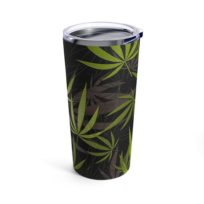 Green With Black Background Marijuana Elegantly Designed 420 Weed Tumbler 20oz