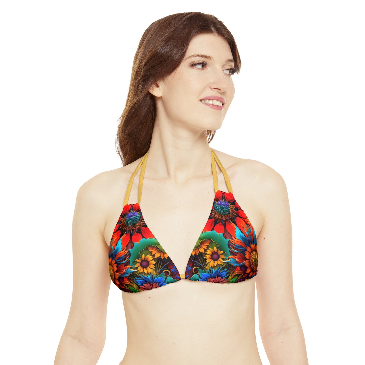 Bold And Beautiful Flowers Style Two Strappy Bikini Set (AOP)