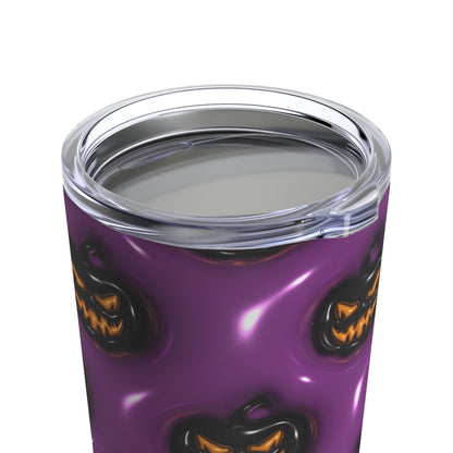 Black Halloween Pumpkins With Purple Background 3-D Puffy Halloween By Mulew Art Tumbler 20oz