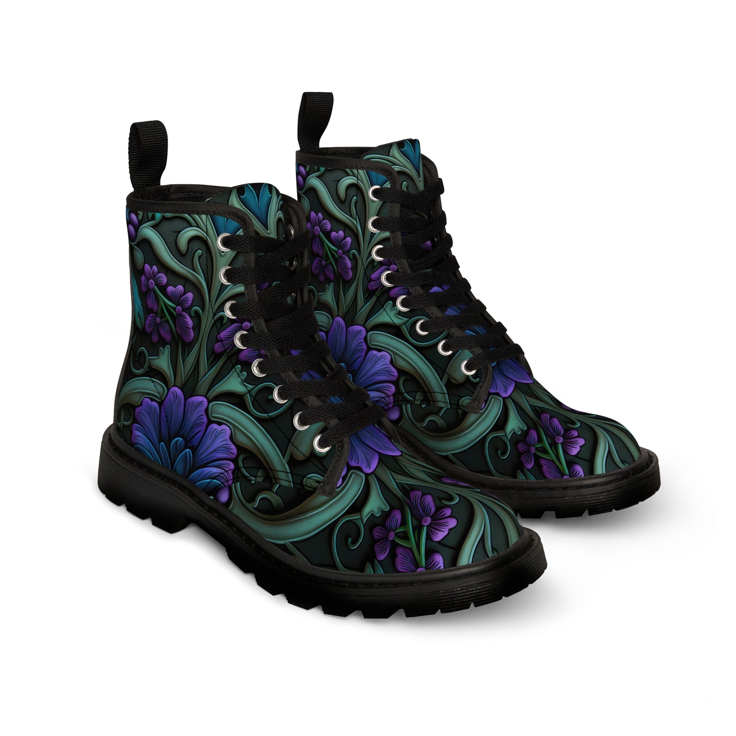 Gothic Bold & Beautiful flower floral Style 3 Men's Canvas Boots