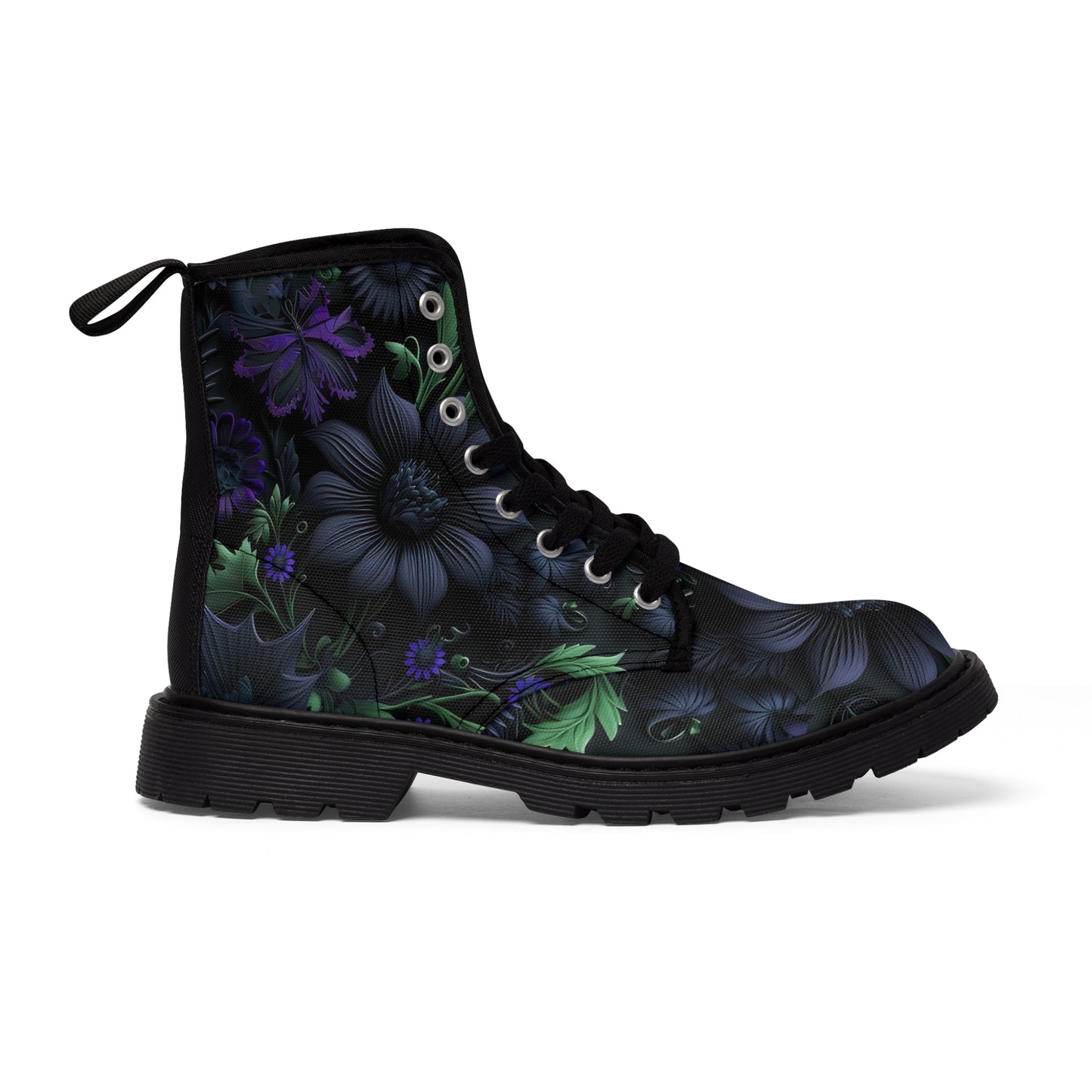 Gothic Bold & Beautiful flower floral Style 1 Women's Canvas Boots