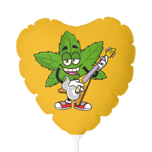 Marijuana Reggae Pot Leaf Man Smoking A Joint With Red Sneakers Style 2, Yellow Balloon (Round and Heart-shaped), 11"
