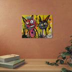Abstract Multi Colored Cats With Yellow Background By DaFlowerChild Aluminum Composite Panels