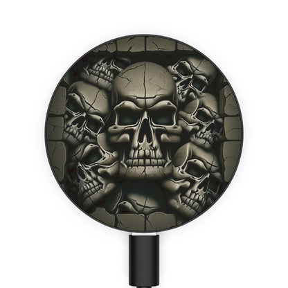 Metallic Chrome Skull And Detailed Background Style 7 Magnetic Induction Charger