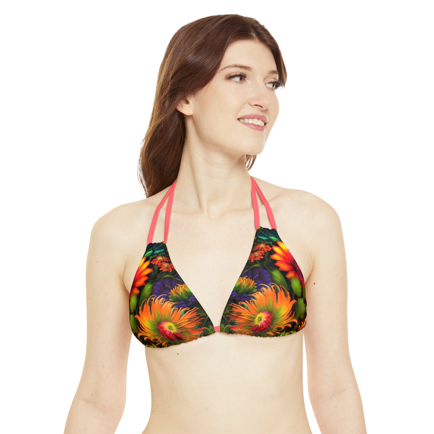 Bold And Beautiful Flowers Style One Strappy Bikini Set (AOP)