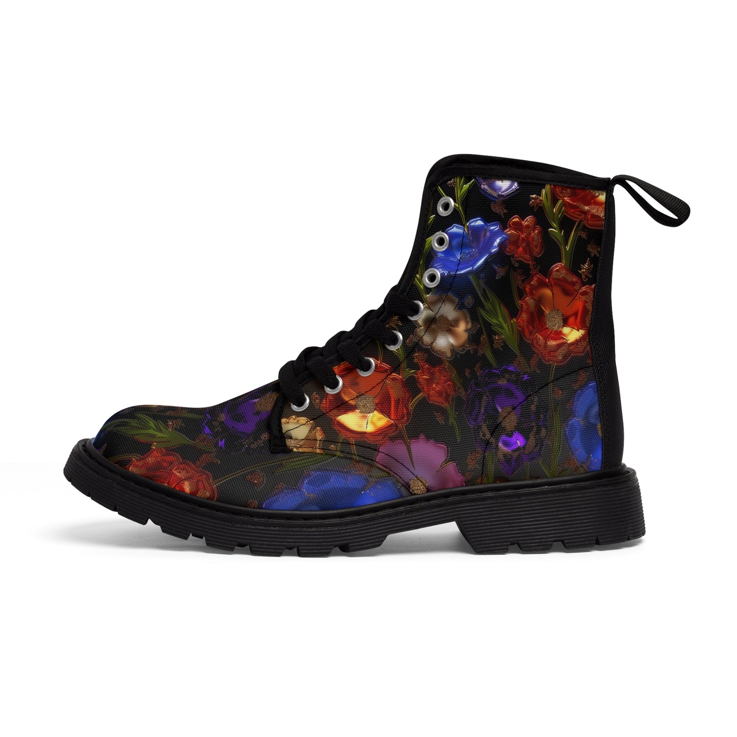 Bold & Beautiful & Metallic Wildflowers, Gorgeous floral Design, Style 7 Women's Canvas Boots