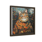 Mosaic Majesty: The Regal Cat, Framed Mosaic Cat Art Print — Colorful Modern Wall Canvas