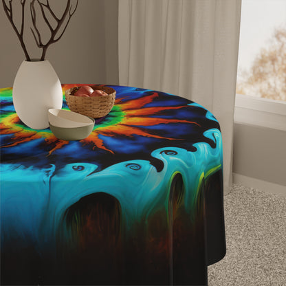 Bold And Beautiful Tie Dye Style 1 With Black Background Tablecloth