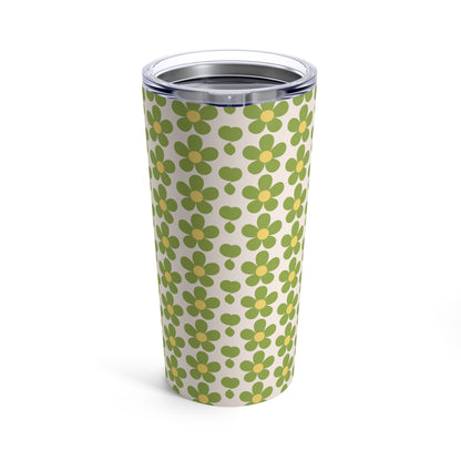 Green And Yellow Flowers On White Background By SimiSwimStudio Tumbler 20oz