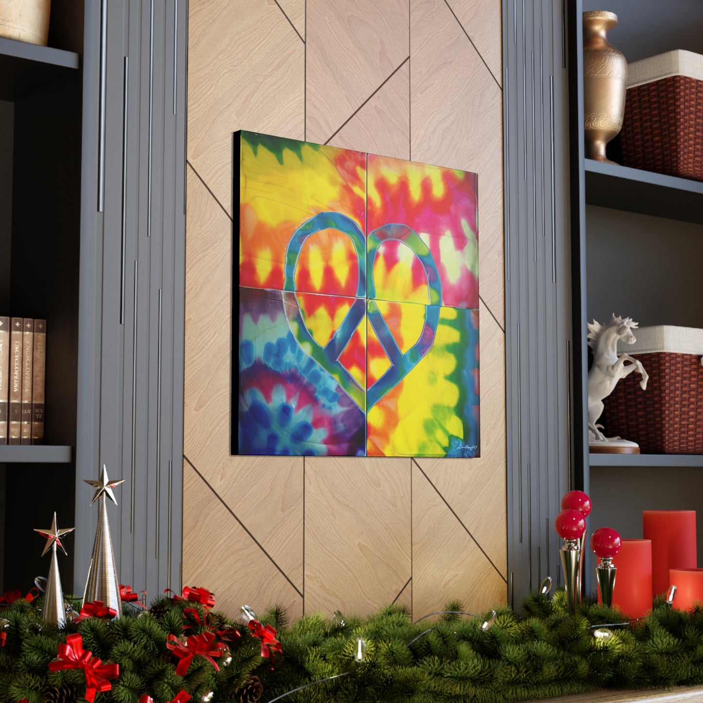 Coolio Tie Dye Hippie Heart Peace Sign Canvas Gallery Wraps