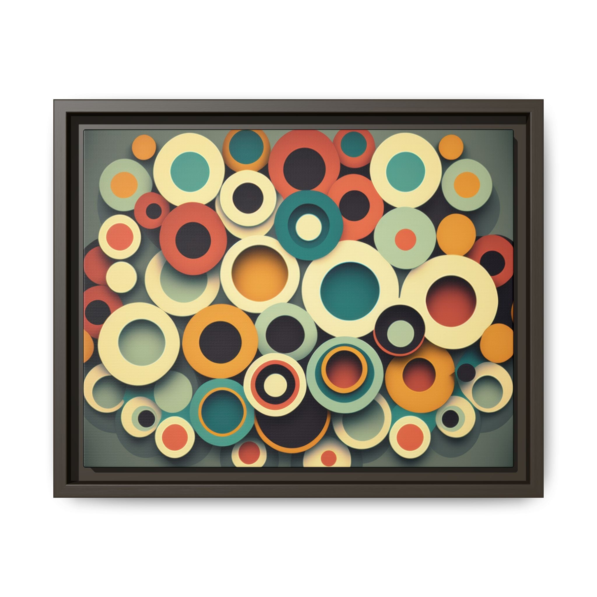 Gathered Circles, Matte Canvas, Framed (Multi-color)