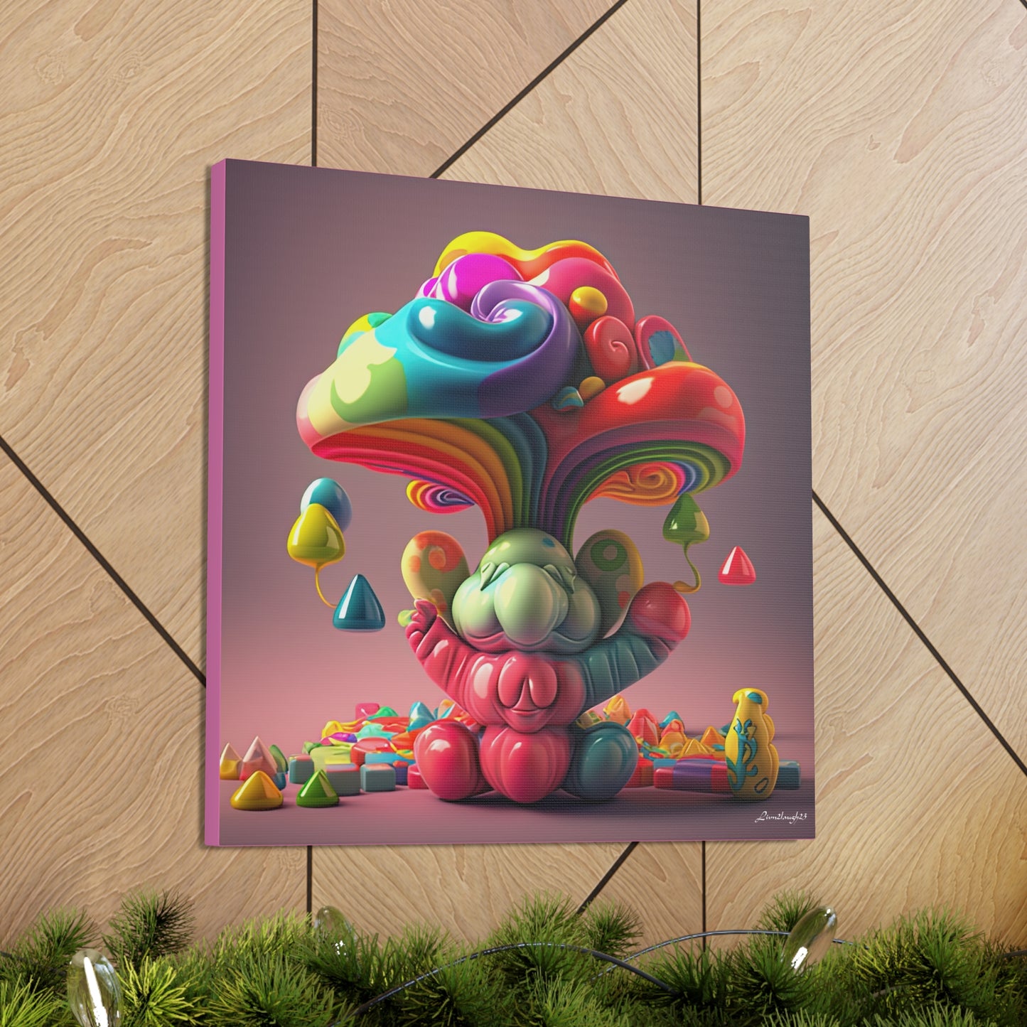 Gummy-Candy Style Mushroom Fun Bliss Cute Animal Canvas Gallery Wraps