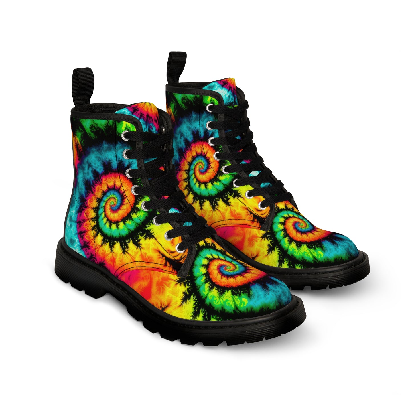 Bold And Beautiful Tie Dye Style Three Men's Canvas Boots