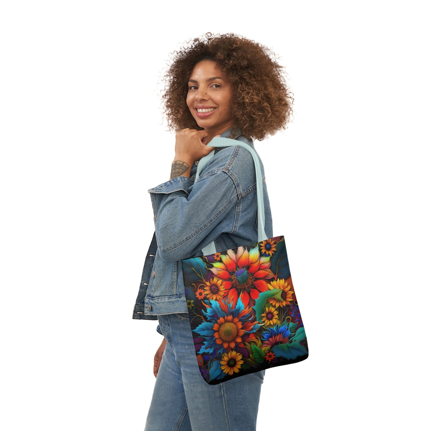 Bold And Beautiful Colorful Flowers Style Two Polyester Canvas Tote Bag (AOP)