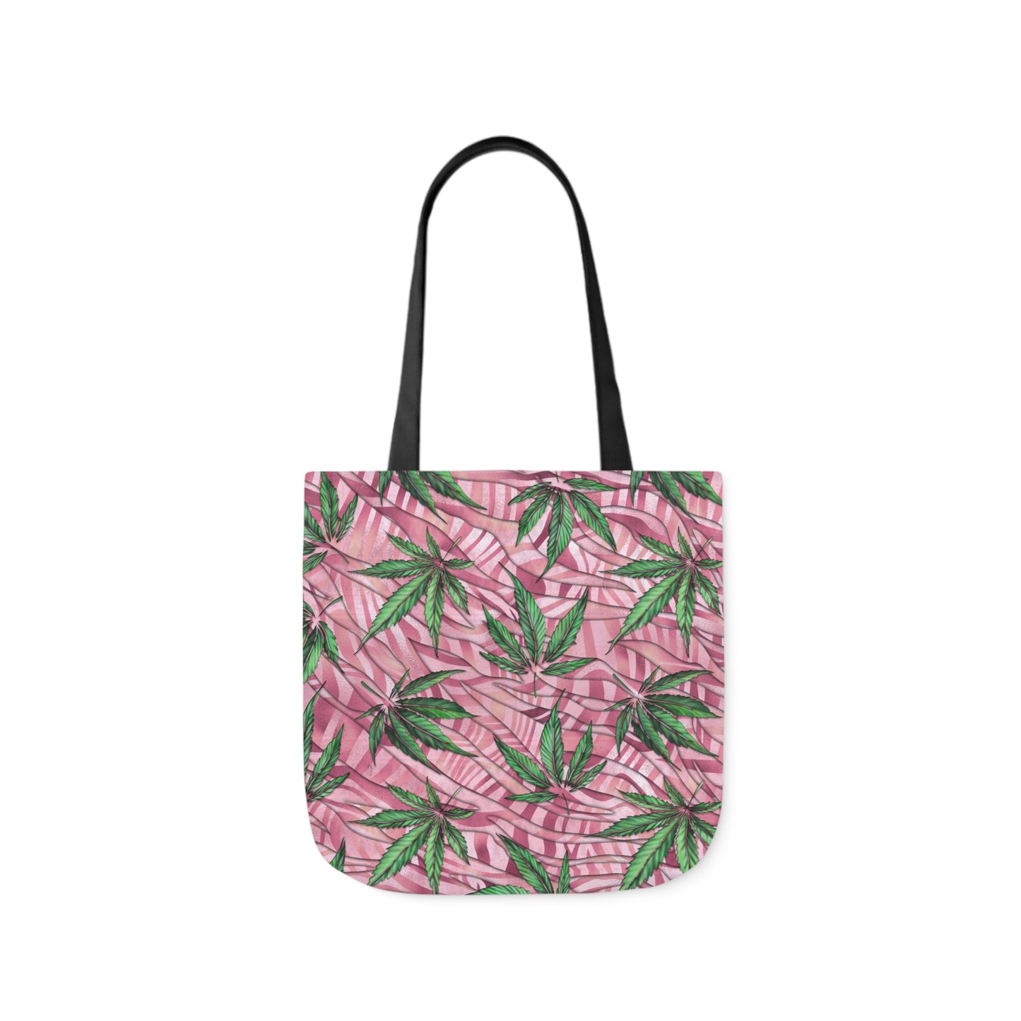 Beautifully Pink And Green Gorgeous Designed Marijuana 420 Weed Leaf Polyester Canvas Tote Bag (AOP)