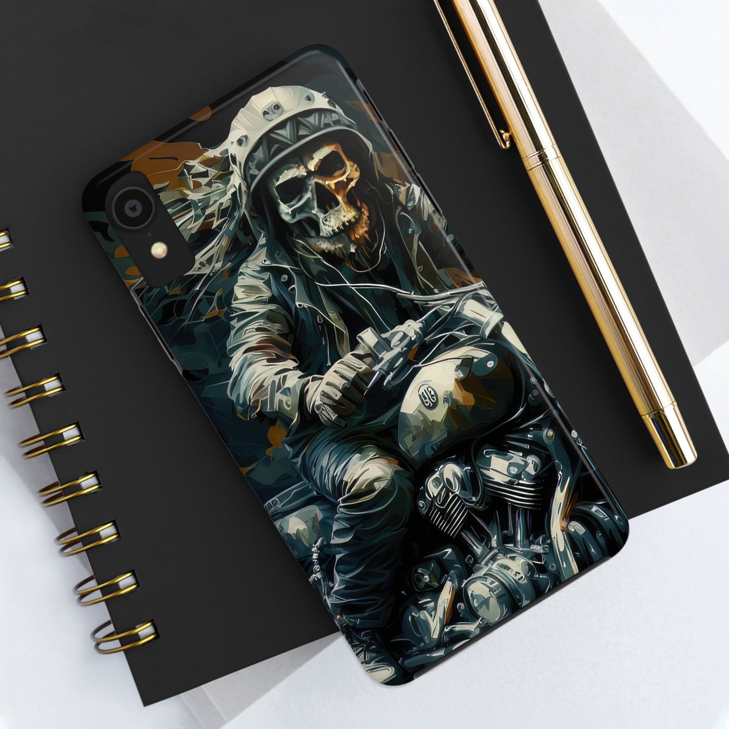 Skull Motorcycle Rider, Ready to Tear Up Road On Beautiful Bike Tough Phone Cases