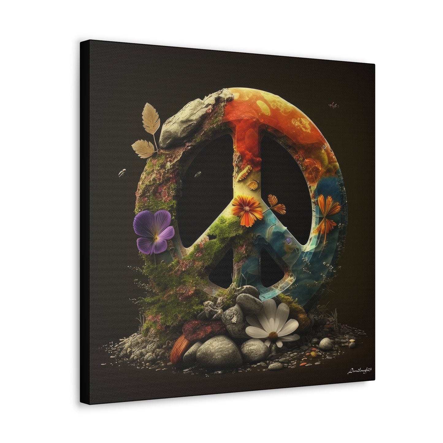 Beautiful Forest Round Peace Sign  8 Canvas Gallery Wraps