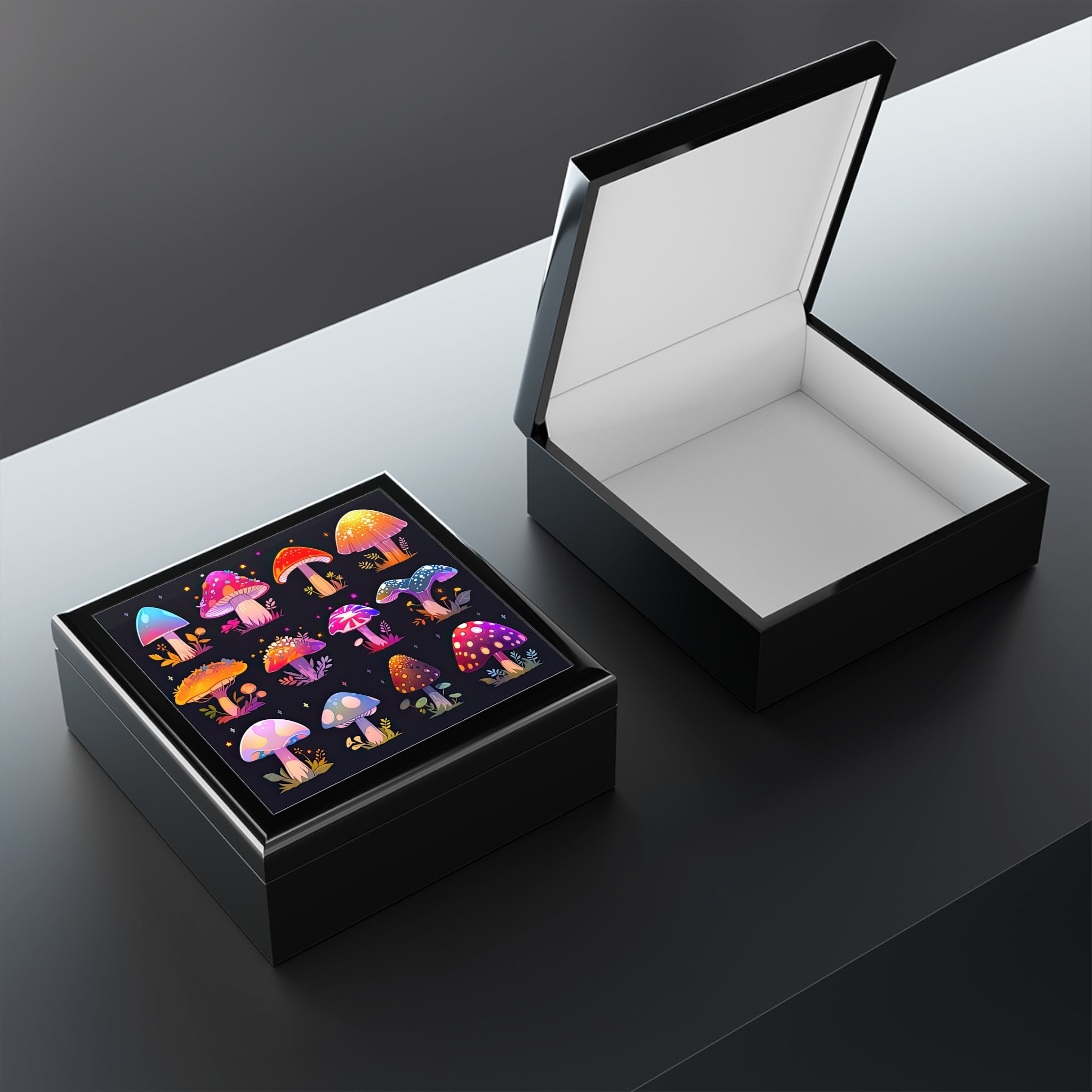 Gorgeous Colorful Mushrooms Jewelry Box