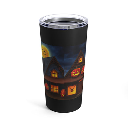 Big Green Eyed Black Cat Fall Halloween, Beautiful Moon Tumbler 20oz