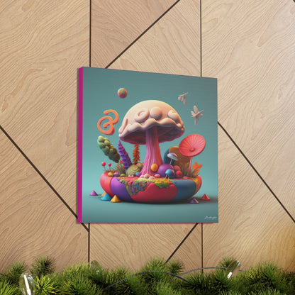 Gummy-Candy Style Mushroom Fun Bliss Cute Flowers Canvas Gallery Wraps