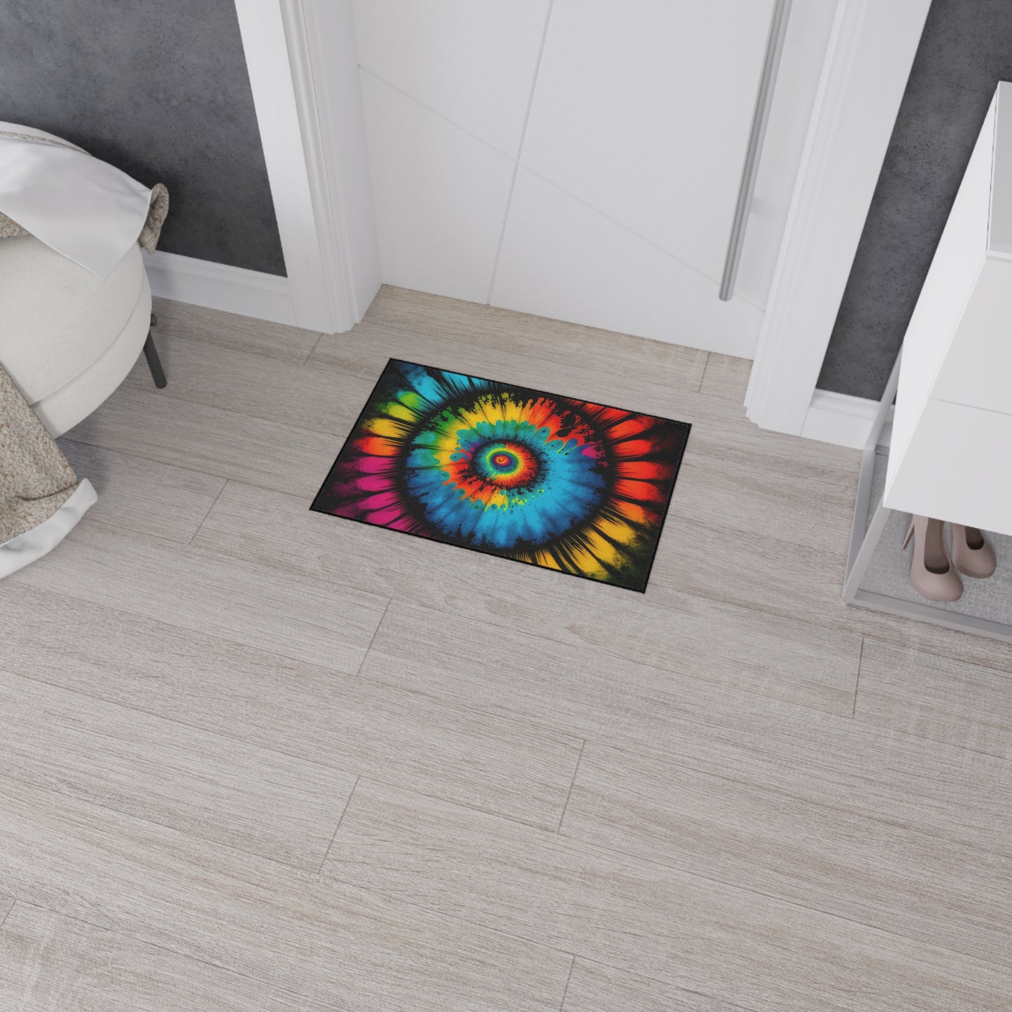 Bold And Beautiful Tie Dye Style Four Heavy Duty Floor Mat