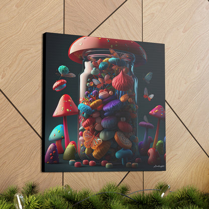 Beautiful Mushroom Luminating Colorful Bliss With Butterflies 2 Canvas Gallery Wraps