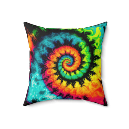 Bold And Beautiful Tie Dye Style Three Spun Polyester Square Pillow