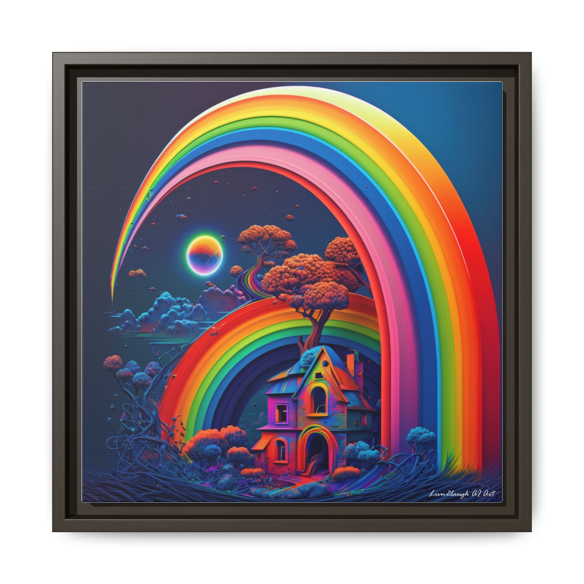 Home Beneath the Rainbow, Art Print — Colorful Modern Wall Canvas