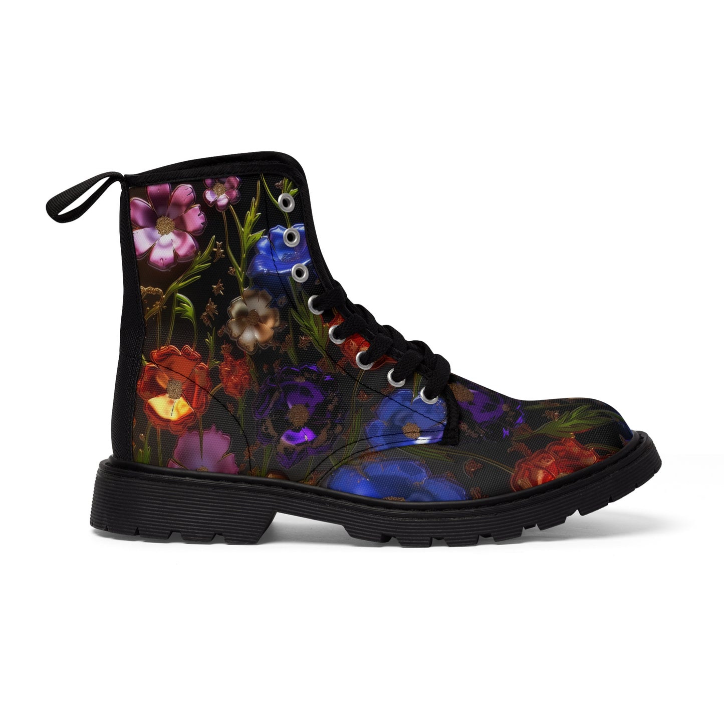 Bold & Beautiful & Metallic Wildflowers, Gorgeous floral Design, Style 7 Women's Canvas Boots