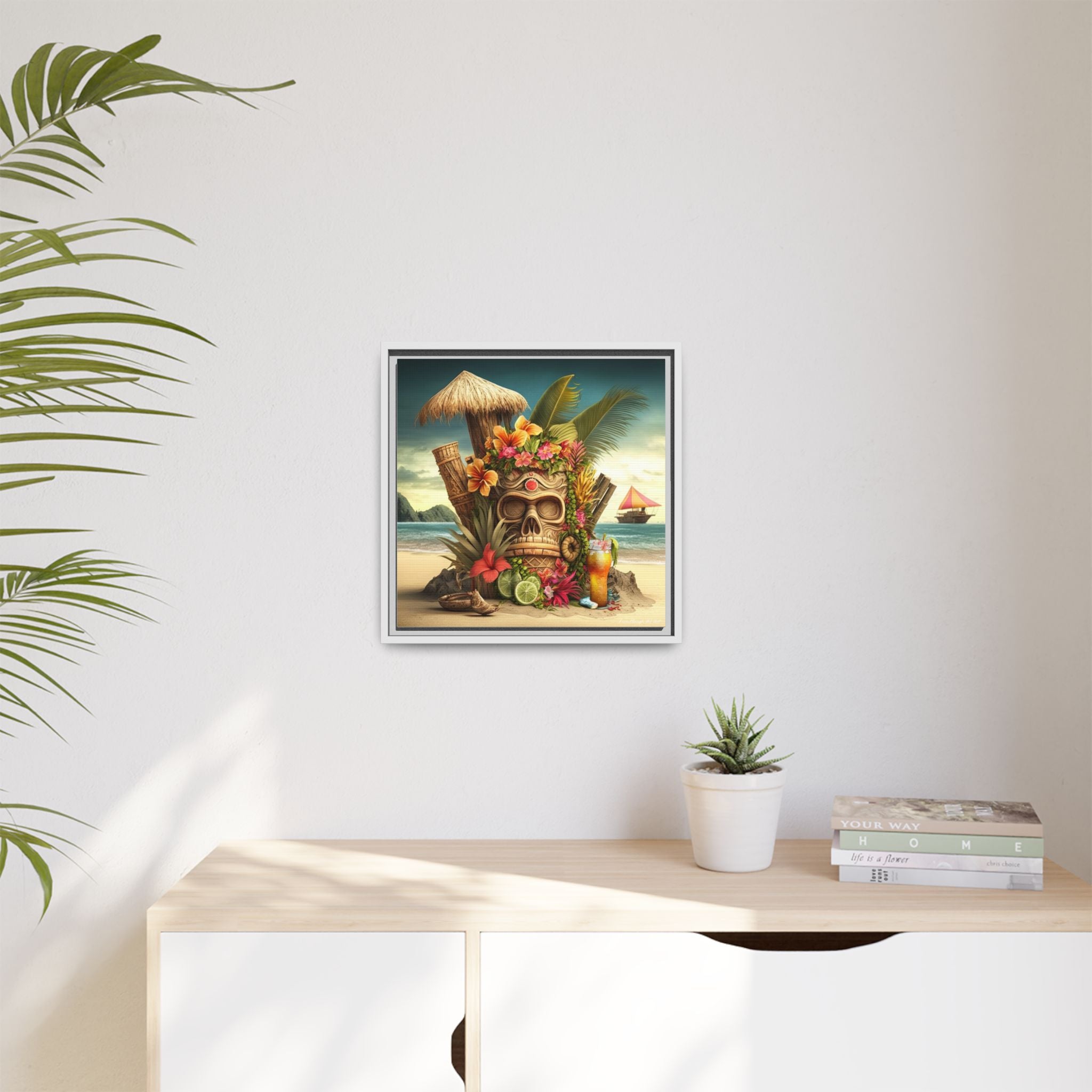 Tiki Dreams by the Shore, Art Print — Colorful Modern Wall Canvas