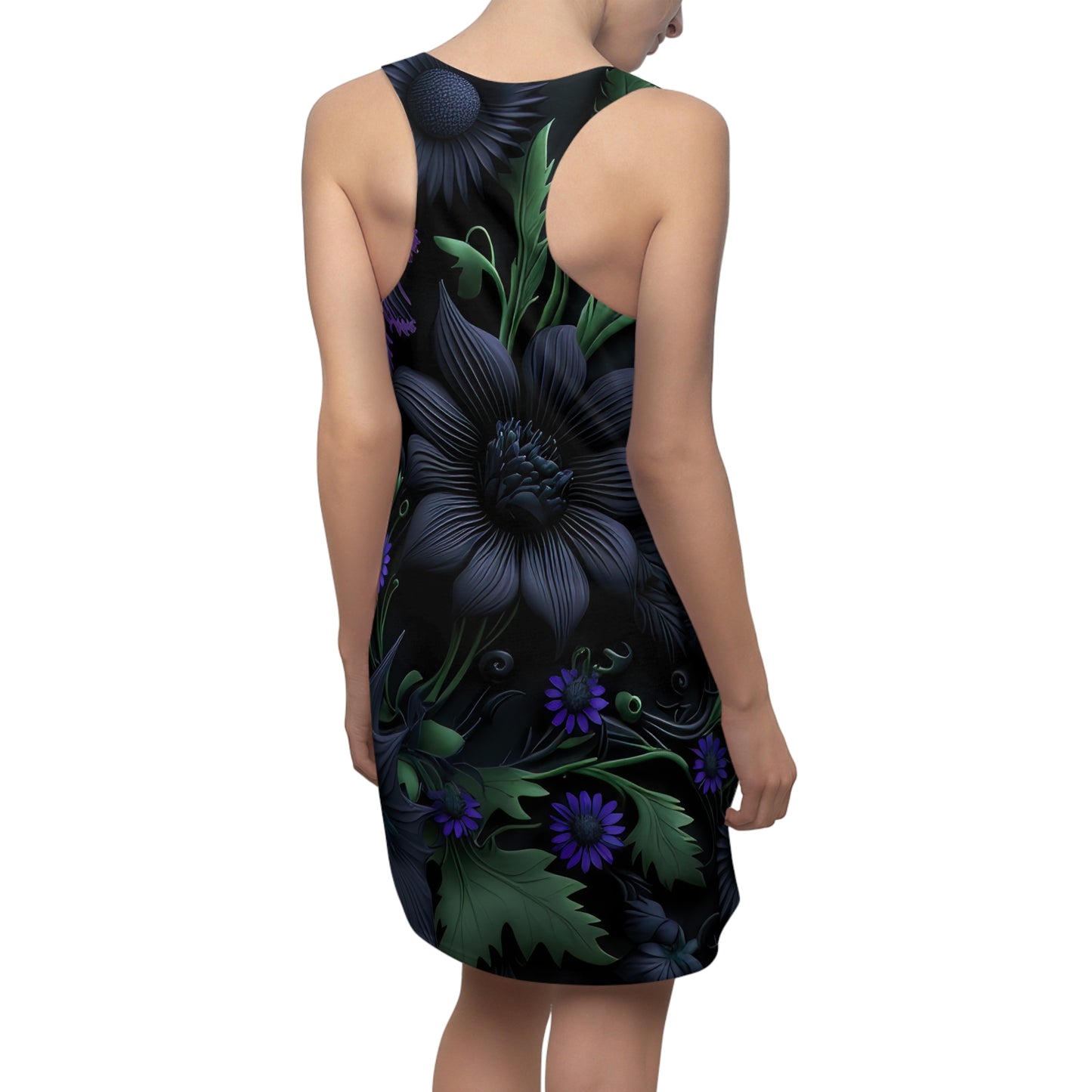 Gothic Bold & Beautiful flower floral Style 1 Women's Cut & Sew Racerback Dress (AOP)