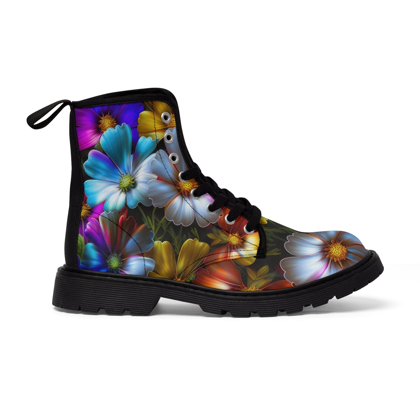 Bold & Beautiful & Metallic Wildflowers, Gorgeous floral Design, Style 5 Women's Canvas Boots