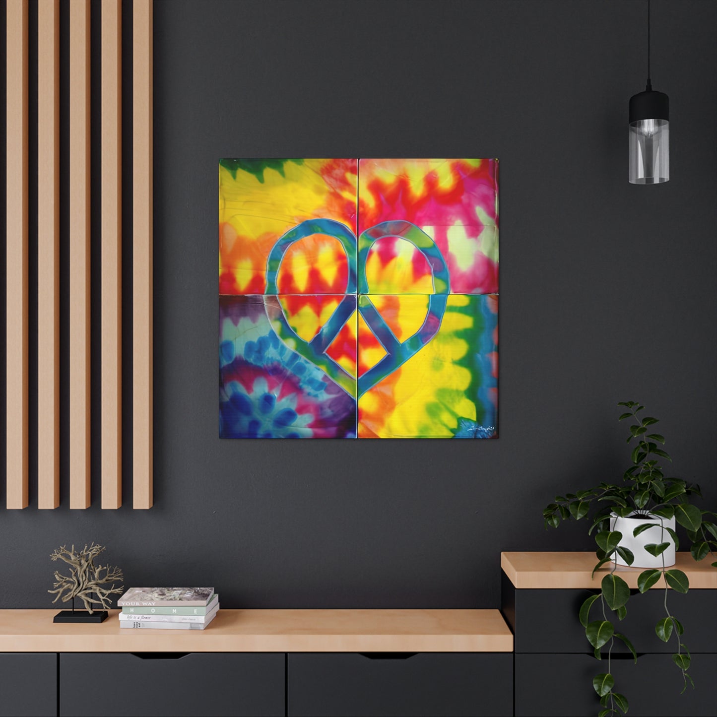 Coolio Tie Dye Hippie Heart Peace Sign Canvas Gallery Wraps