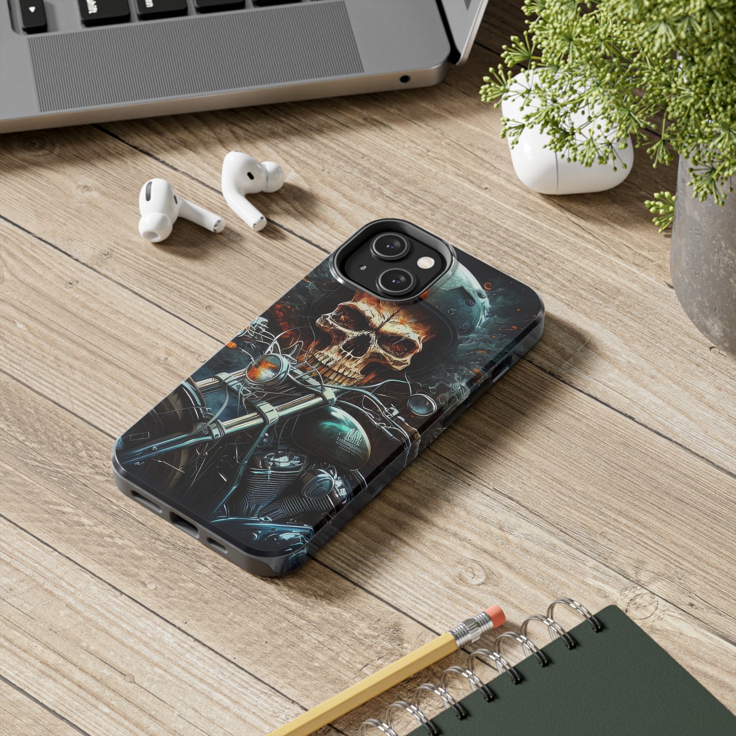 Skull Motorcycle Rider, Ready to Tear Up Road On Beautiful Bike 9 Tough Phone Cases