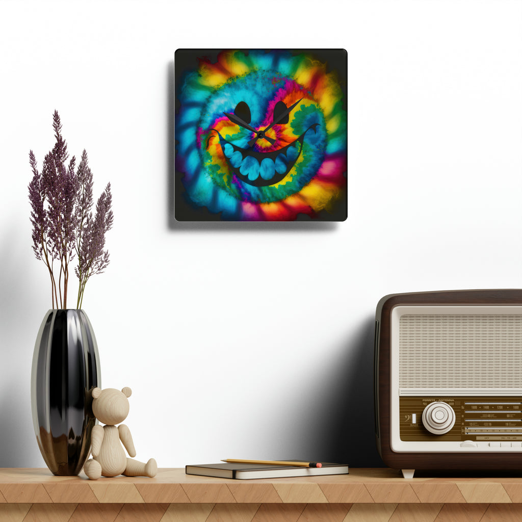 Happy Tie Dye Face Style 2 Wall Clock