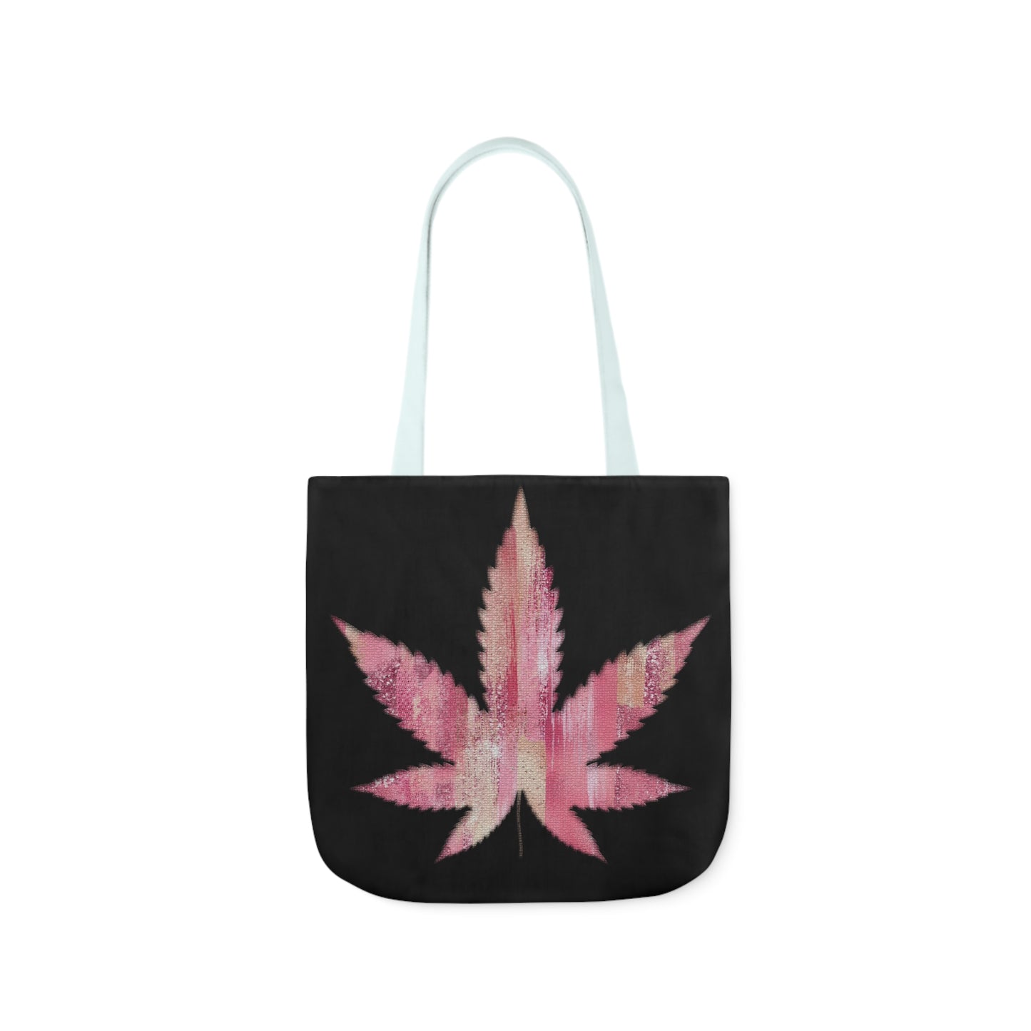 Sassy Single Pink Marijuana 420 Weed Leaf With Black Background Polyester Canvas Tote Bag (AOP)