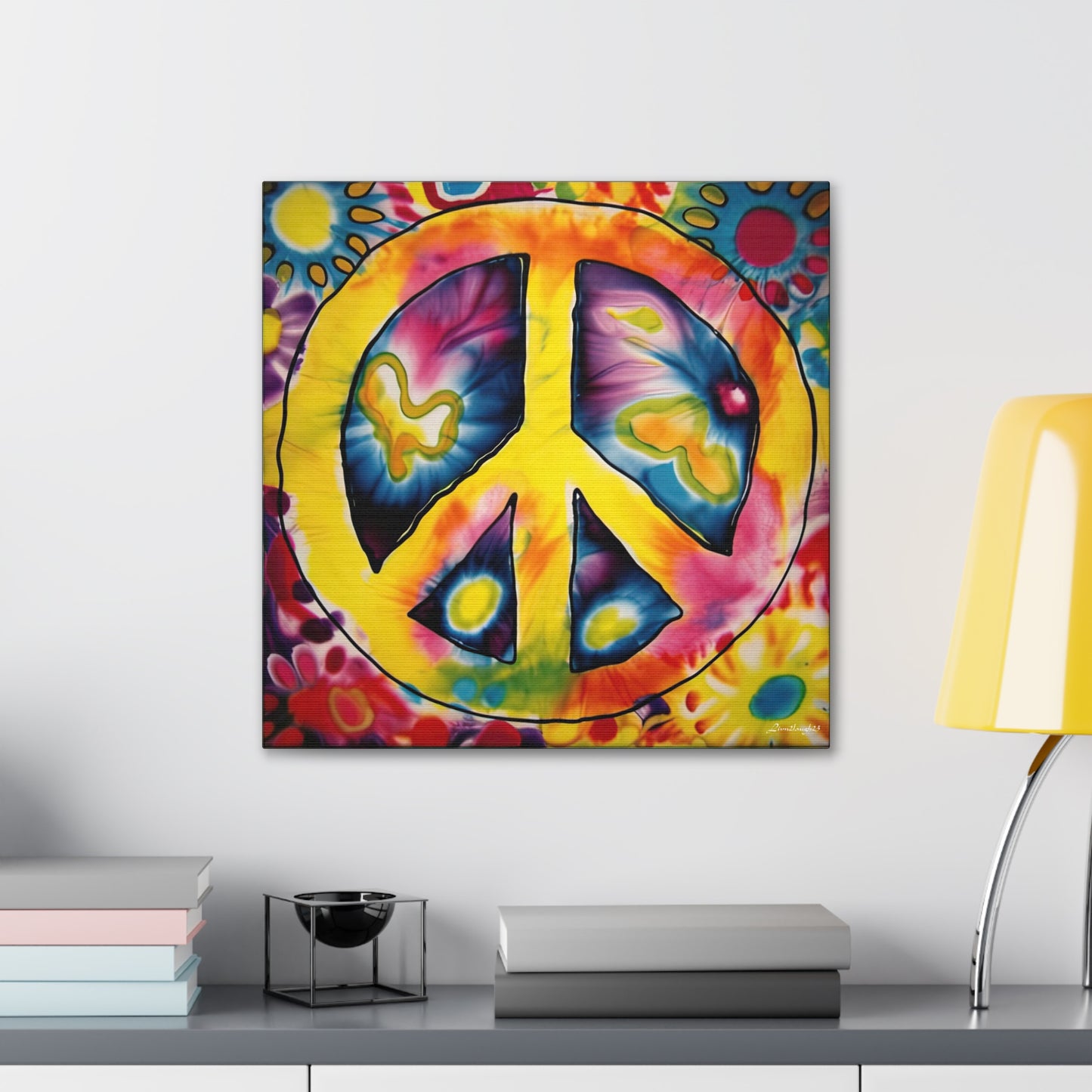 Coolio Tie Dye Hippie Peace Sign 7 Canvas Gallery Wraps