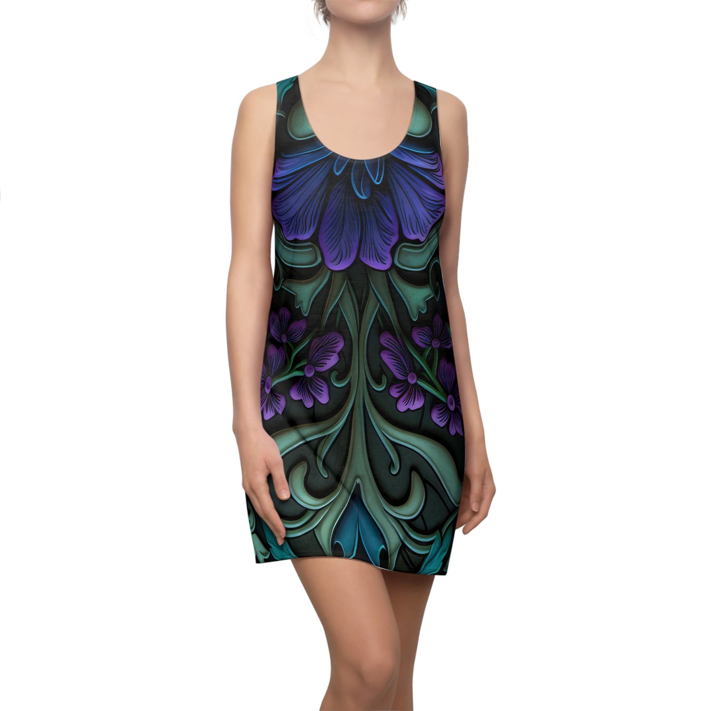 Gothic Bold & Beautiful flower floral Style 3 A, Women's Cut & Sew Racerback Dress (AOP)