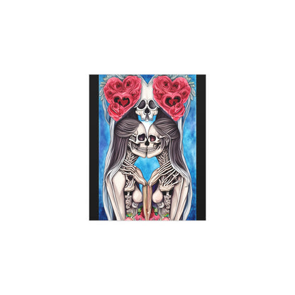 Love Shows No Time Boundaries Skulls, Image By Loewenkind Creations Indoor and Outdoor Silk Posters