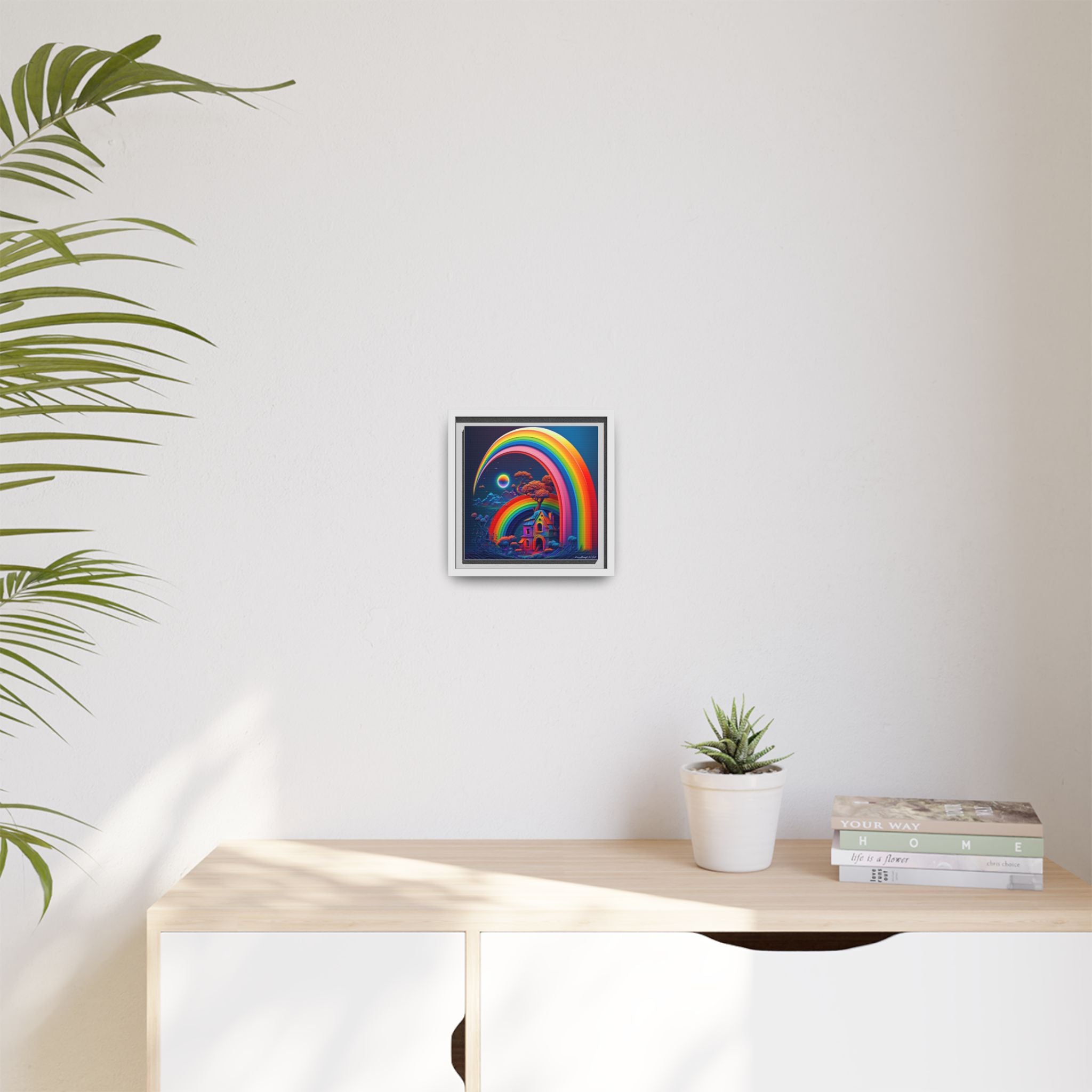 Home Beneath the Rainbow, Art Print — Colorful Modern Wall Canvas
