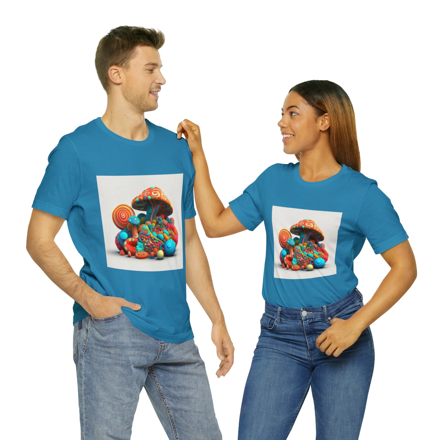 Hippie Mushroom Color Candy Style Design Style 1Unisex Jersey Short Sleeve Tee