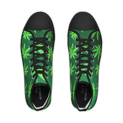 Classic Green Marijuana Leaves Men's High Top Sneakers