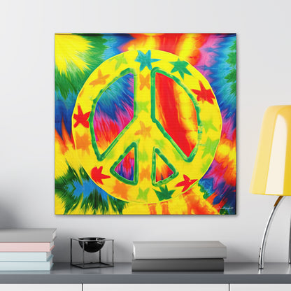 Coolio Tie Dye Hippie Peace Sign And Stars 8 Canvas Gallery Wraps