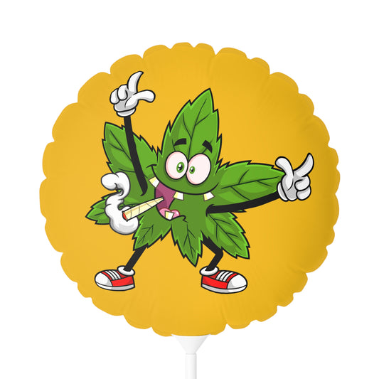 Marijuana Reggae Pot Leaf Man Smoking A Joint With Red Sneakers Style 3, Yellow Balloon (Round and Heart-shaped), 11"