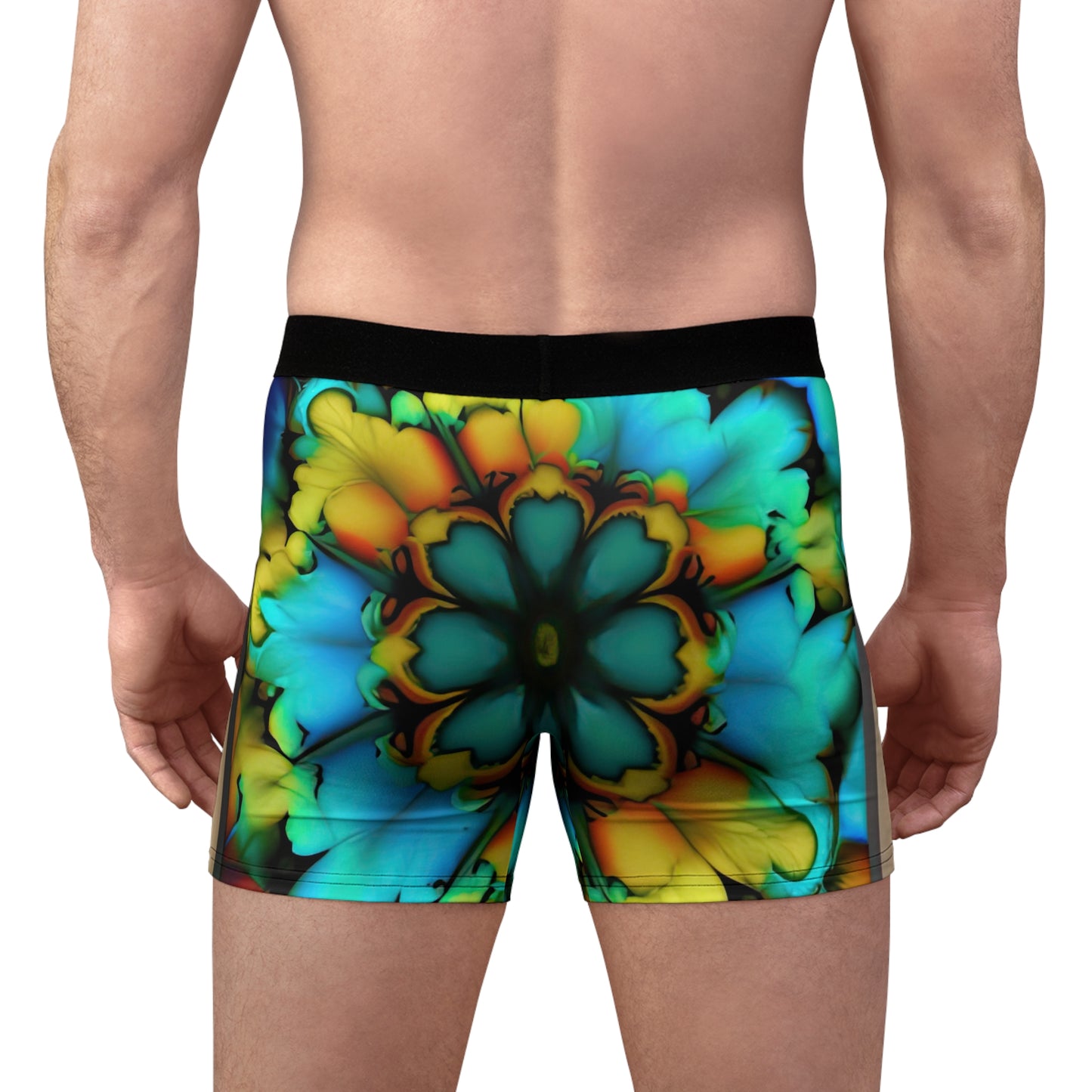 Bold And Beautiful Tie Dye B 3 Blue Yellow Men's Boxer Briefs (AOP)