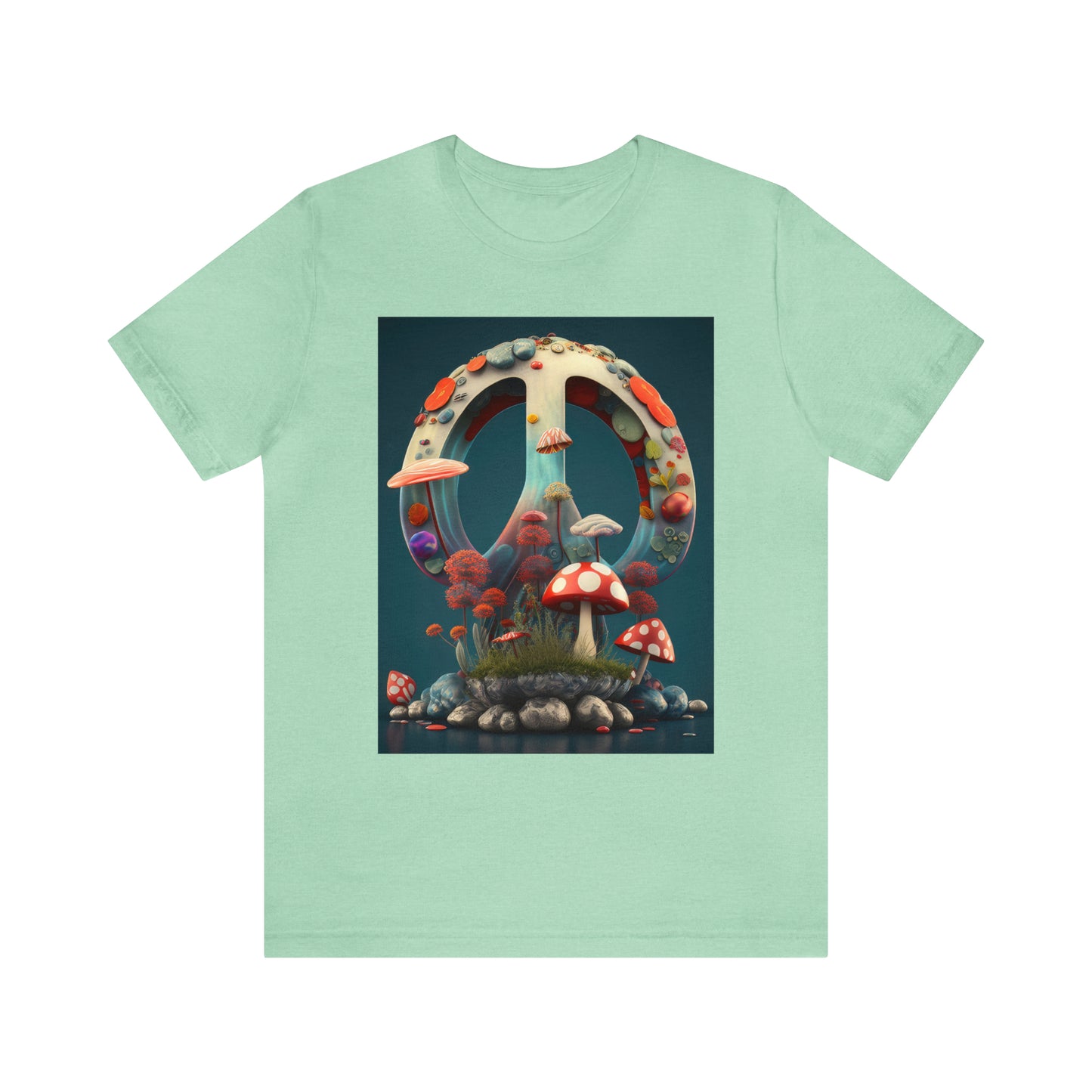Hippie Peace Sign Mushroom Color Candy Style Design, Style 2 Unisex Jersey Short Sleeve Tee
