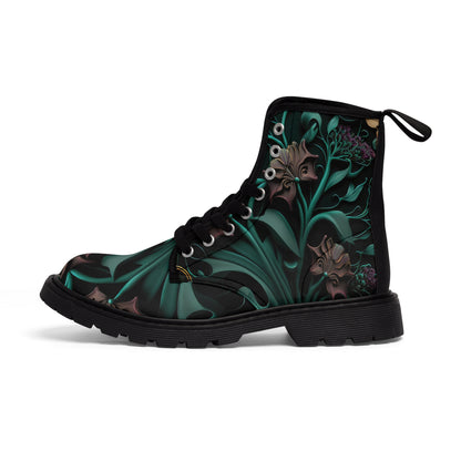 Gothic Bold & Beautiful flower floral Style 2 Women's Canvas Boots