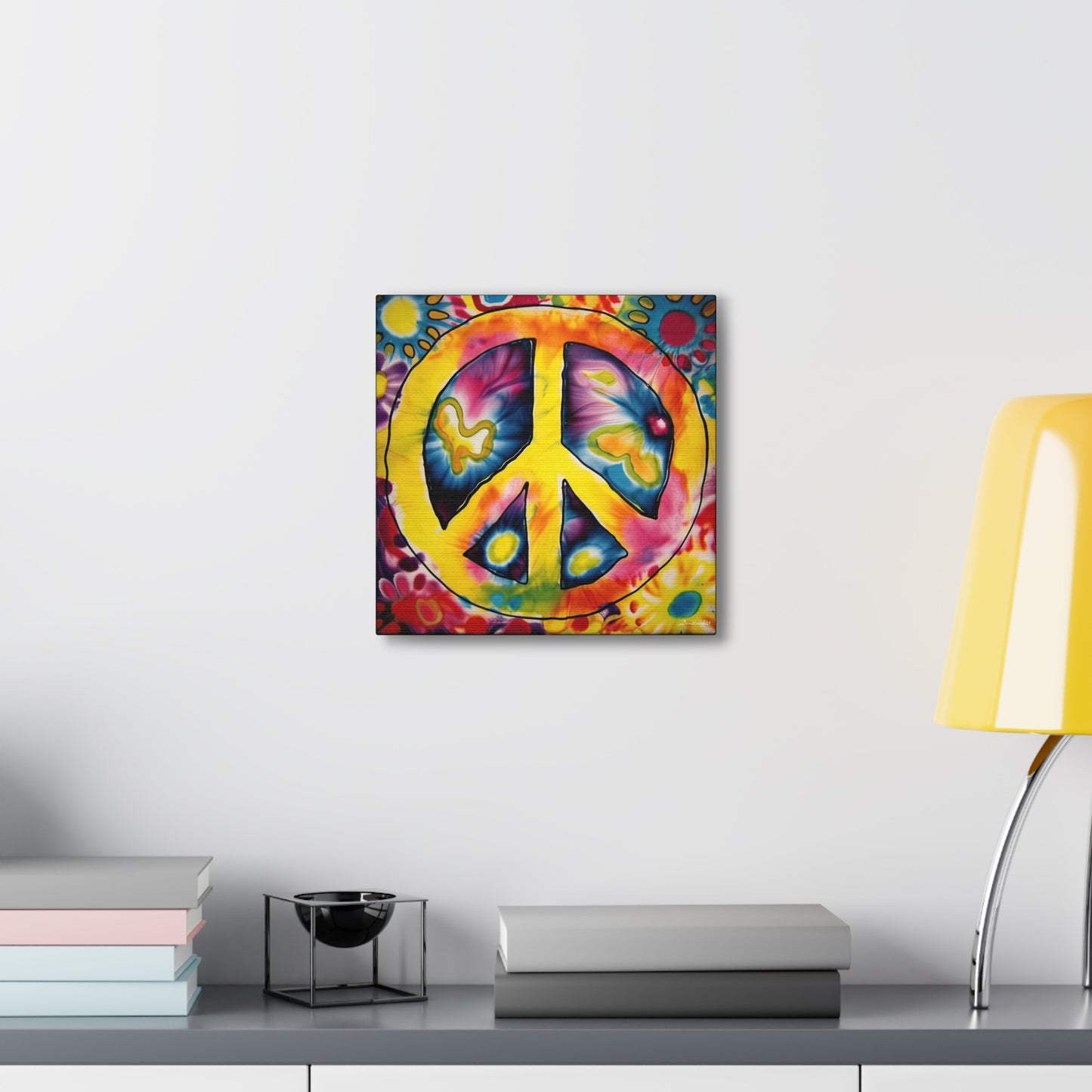 Coolio Tie Dye Hippie Peace Sign 7 Canvas Gallery Wraps